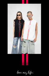 Men's Black Printed Tank Top