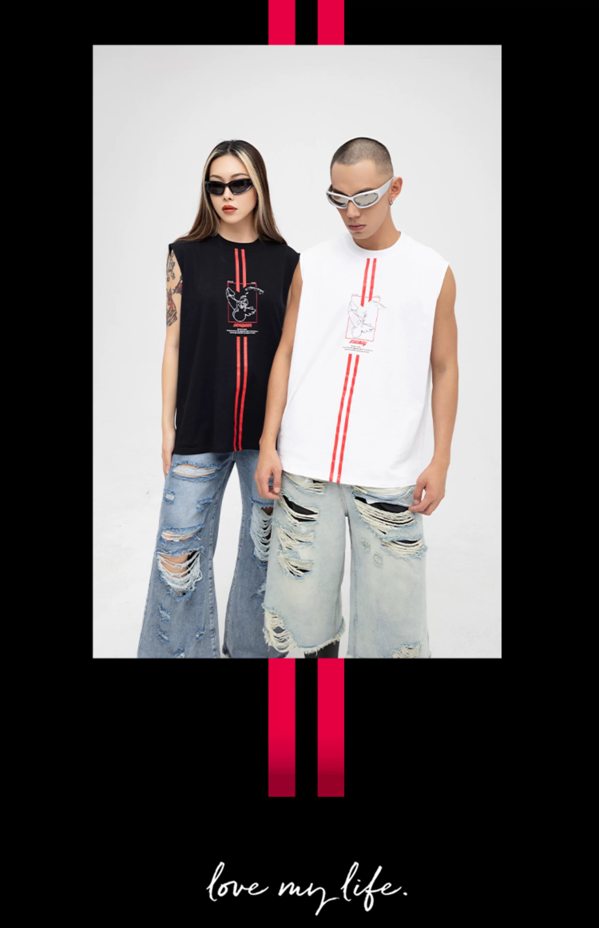 Men's Black Printed Tank Top