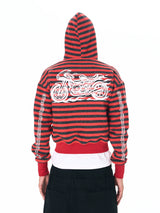 Men's Crop Motor Embroidered Striped Hoodie