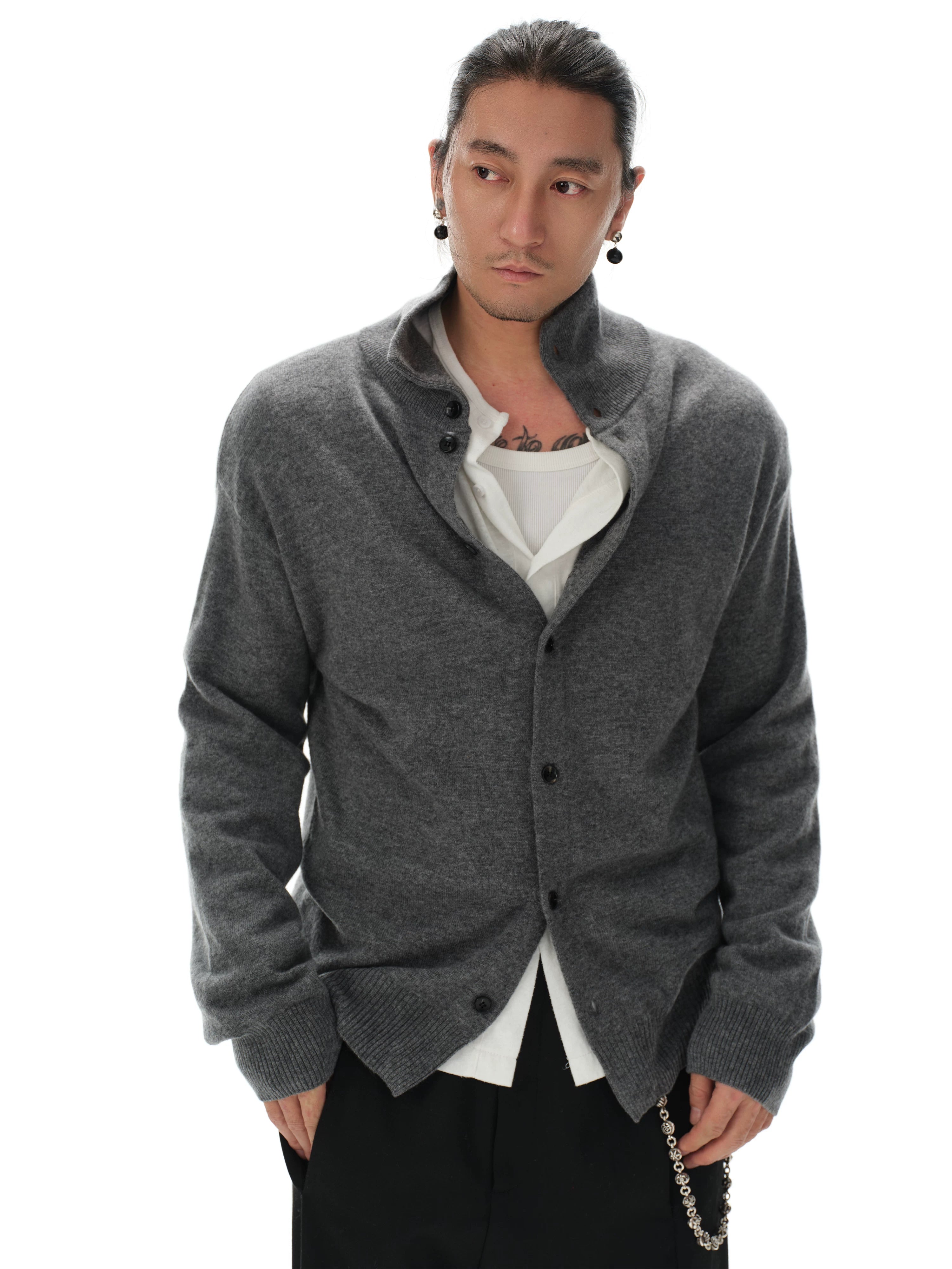 Turtleneck Merino Wool Cashmere Cardigan