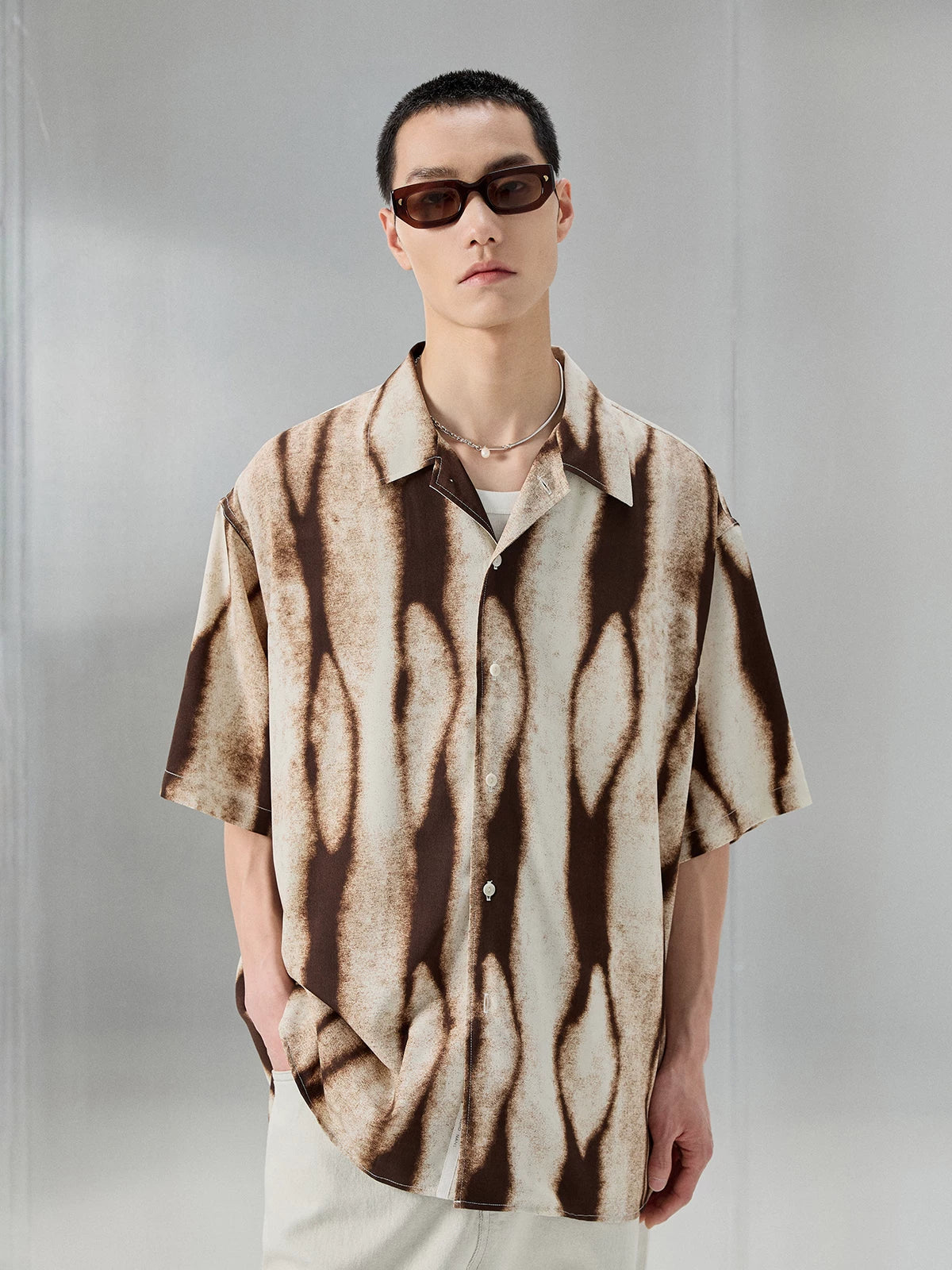 Printed Short Sleeve Cuban Collar Shirt