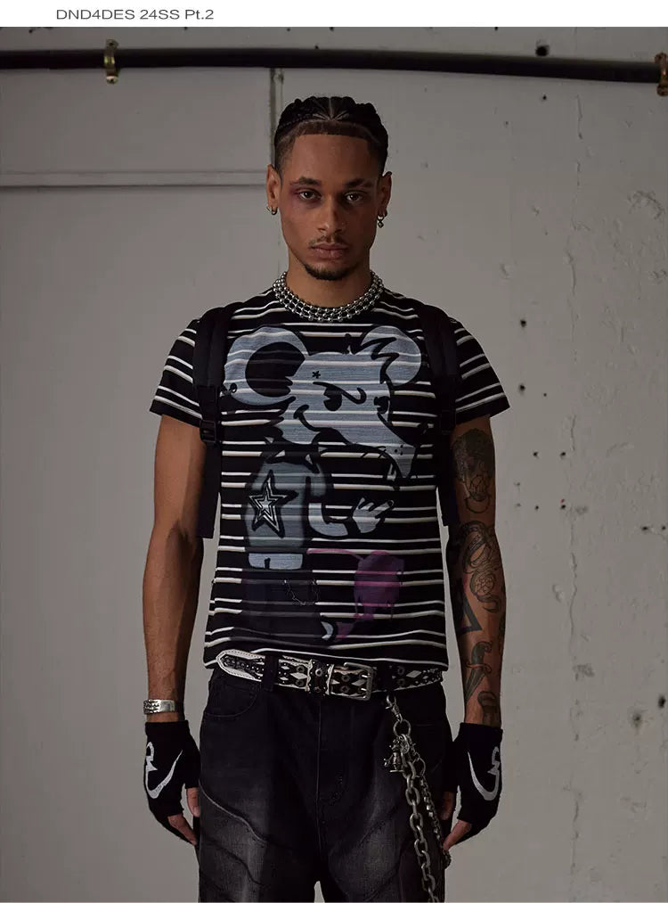 Slim Fit Striped Bad Mouse Tee