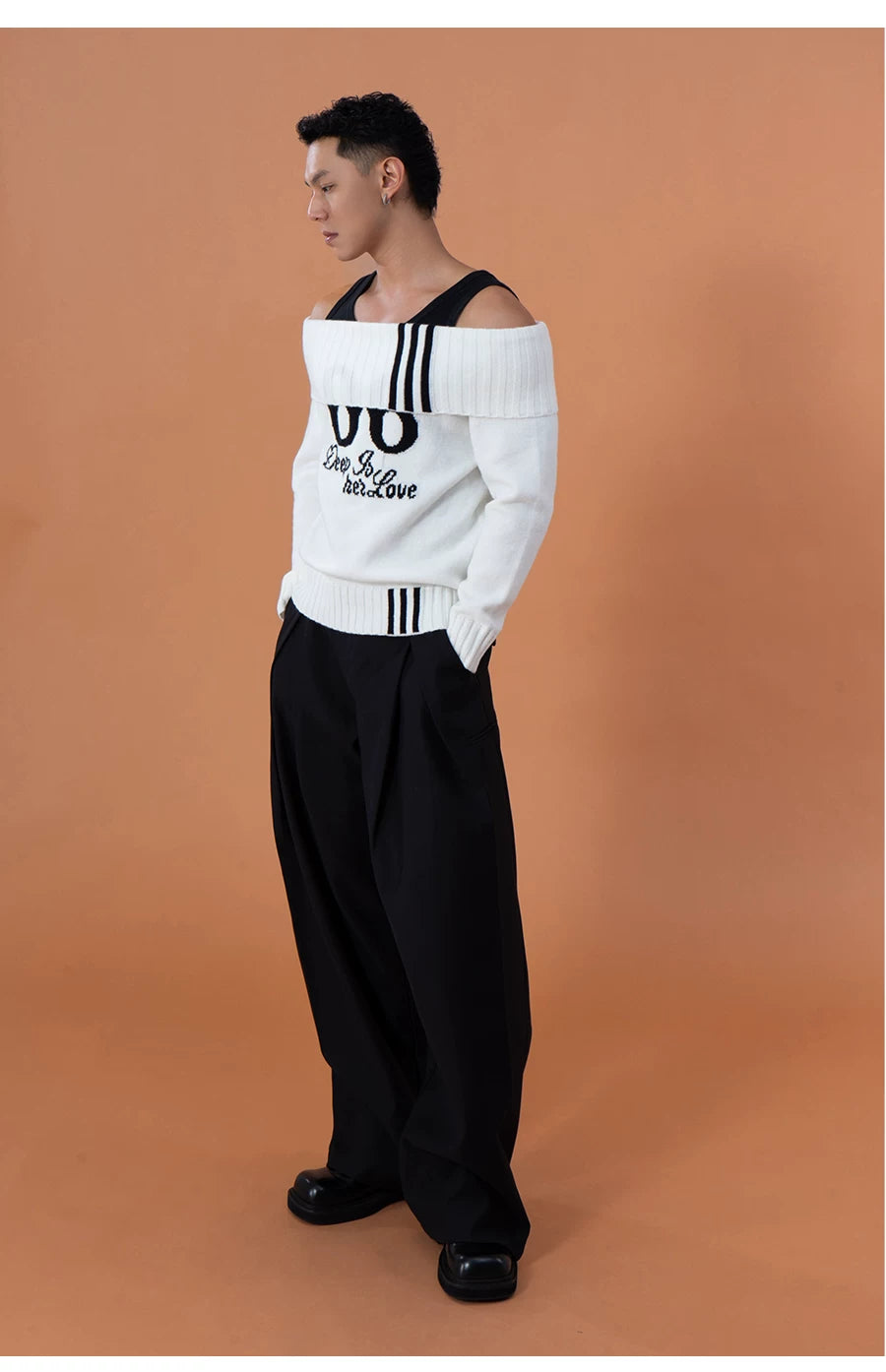 Charcoal Pleated Wide Leg Casual Pants