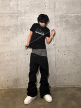 Double Waist Waxed Bootcut Pants
