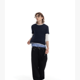 Lightweight Colorblock Two-in-one Three-quarter Sleeve Tee