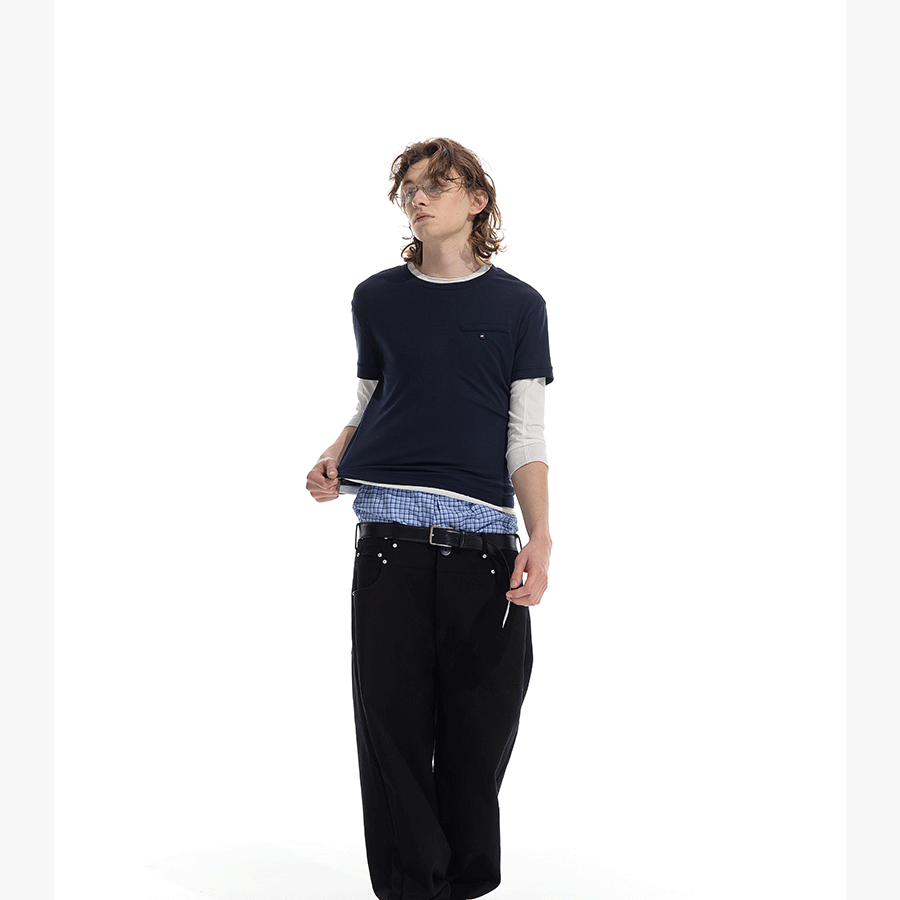 Lightweight Colorblock Two-in-one Three-quarter Sleeve Tee
