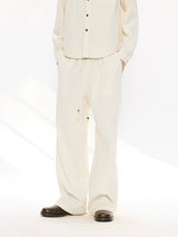 Straight Leg Drawstring Linen Tencel Pants
