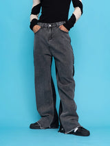 Men's Colorblock Wide Leg Jeans