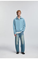 Curved Washed Denim Pants