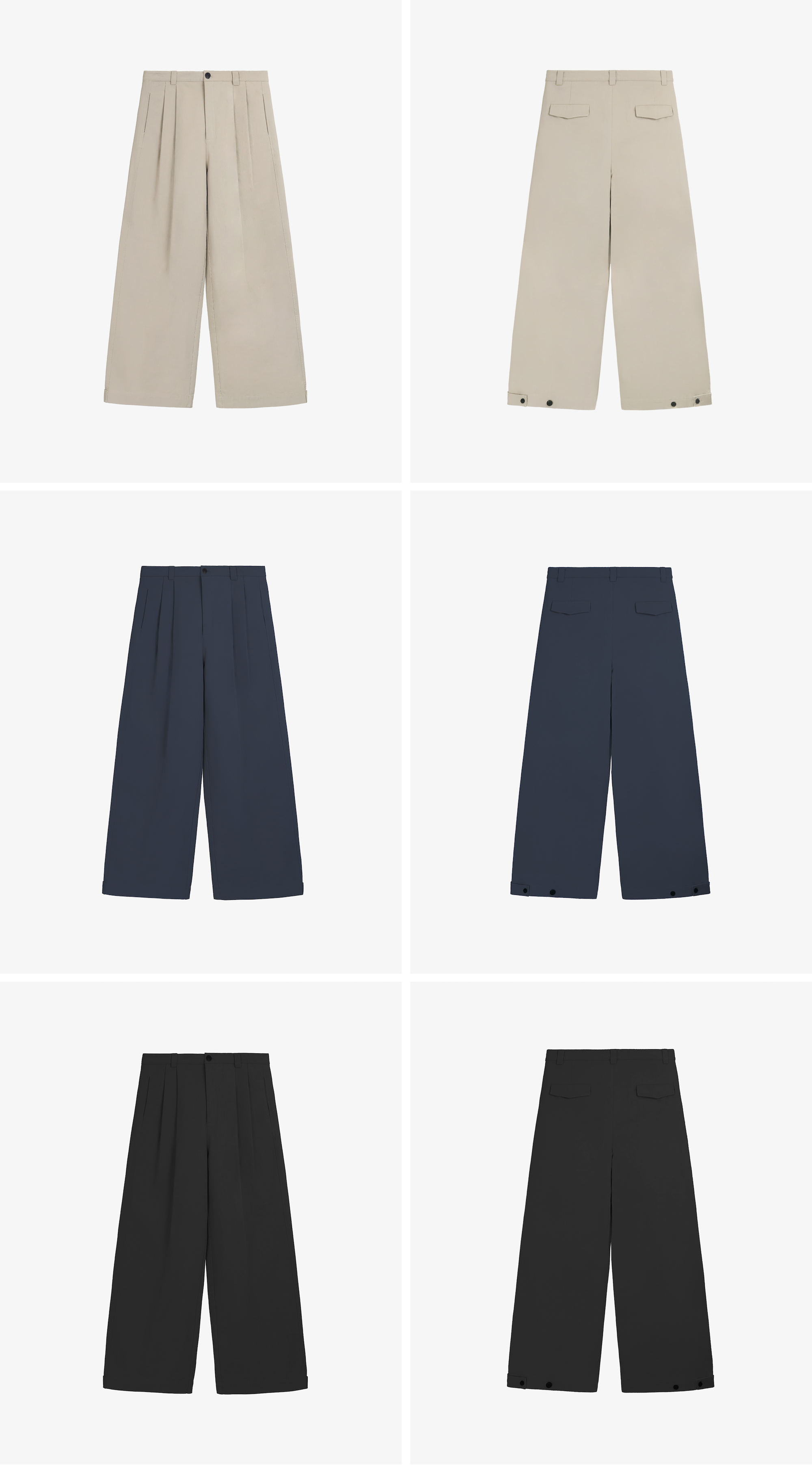 Natural Wash Double Pleated Loose Pants