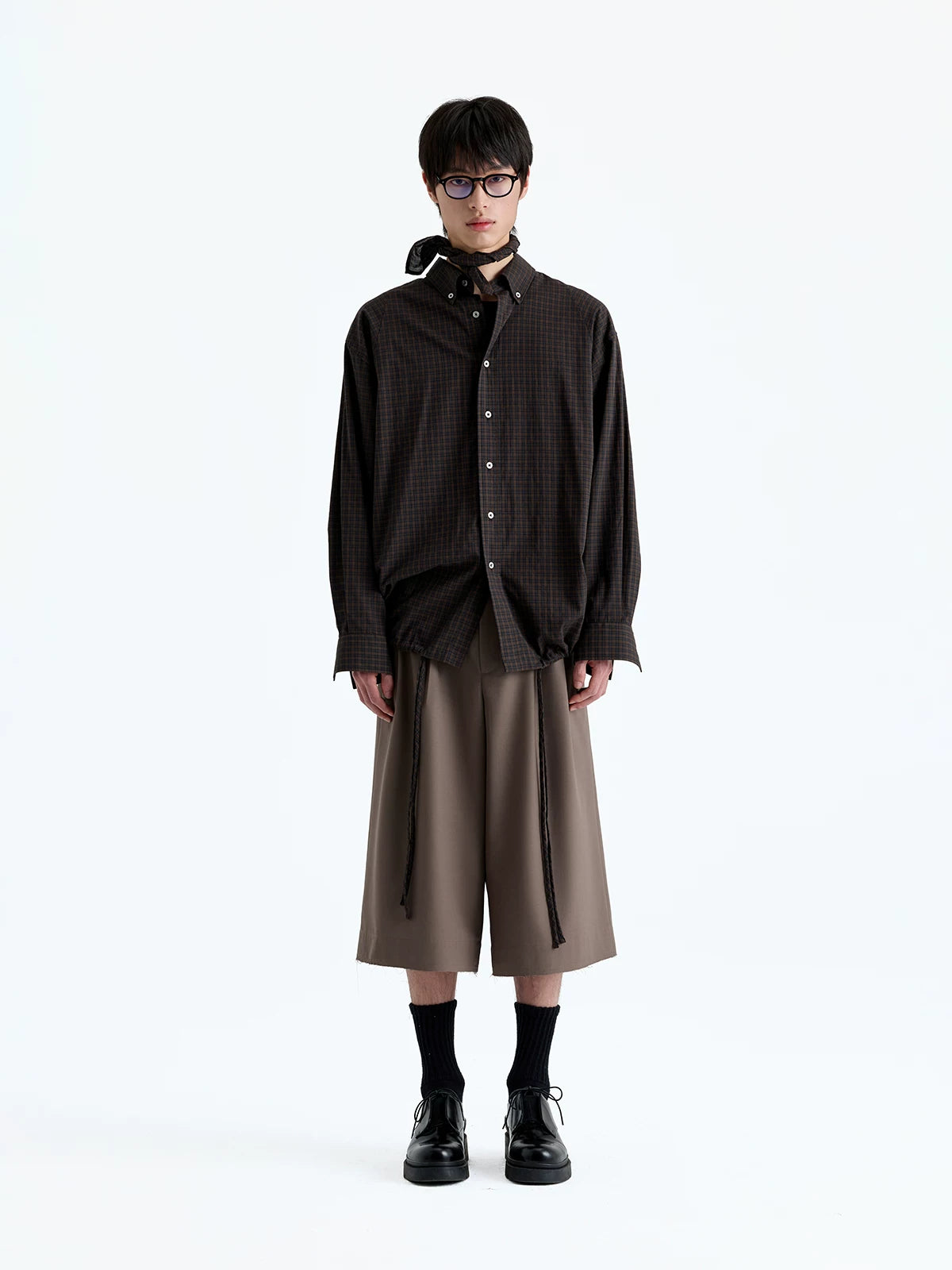 Plaid Jacquard Button-Down Cotton Shirt