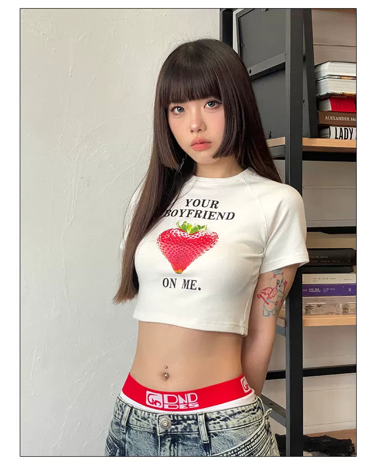 Printed Crop Slim Tee For Women
