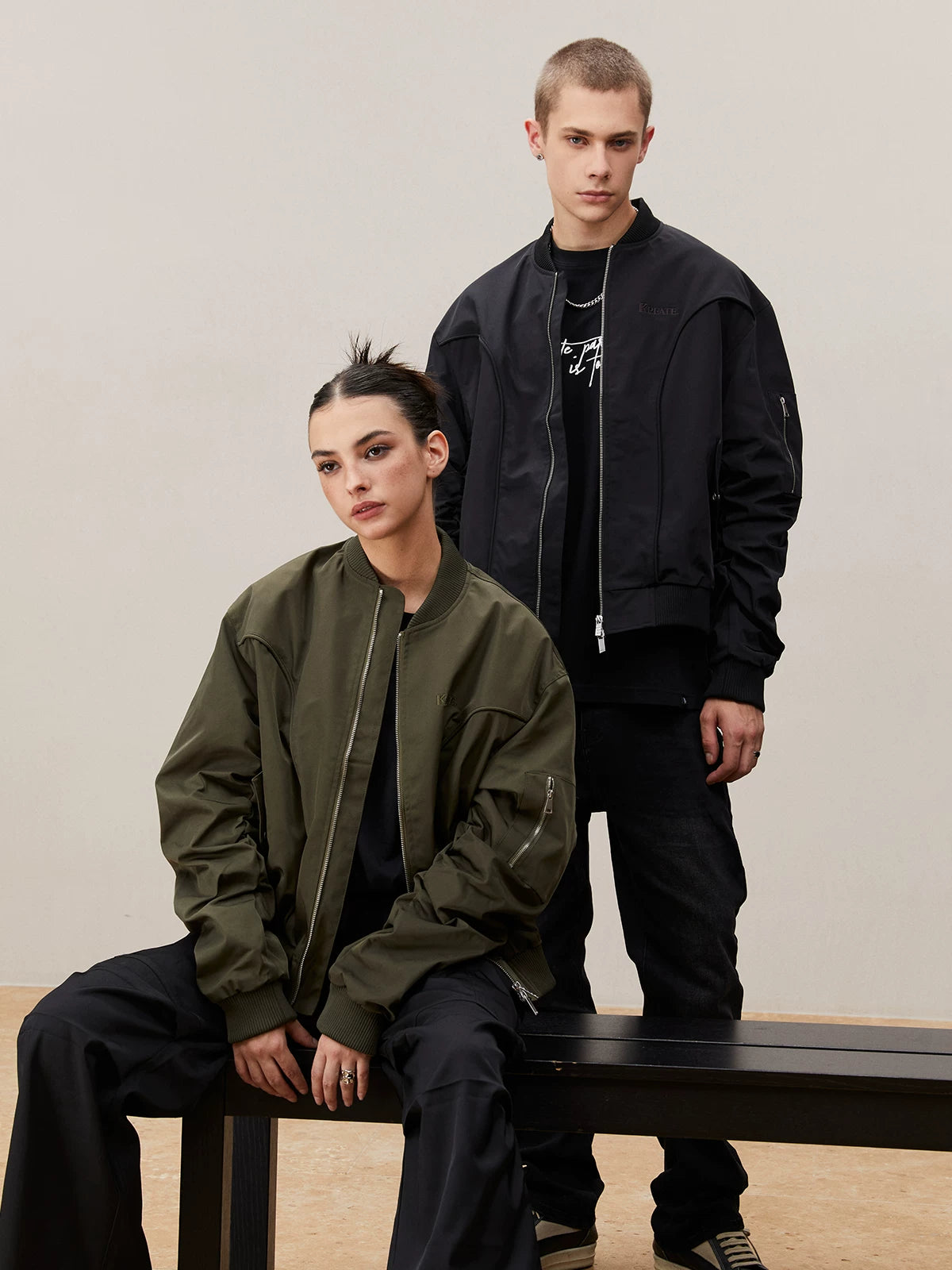 Men's Deconstructed Pleated MA1 Bomber Jacket