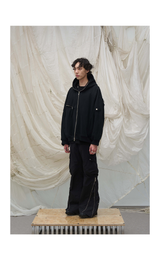Three-Zipper Detachable Panels Multi-Way Zip Hoodie