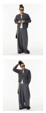 Gray Short Knit Cardigan Unisex