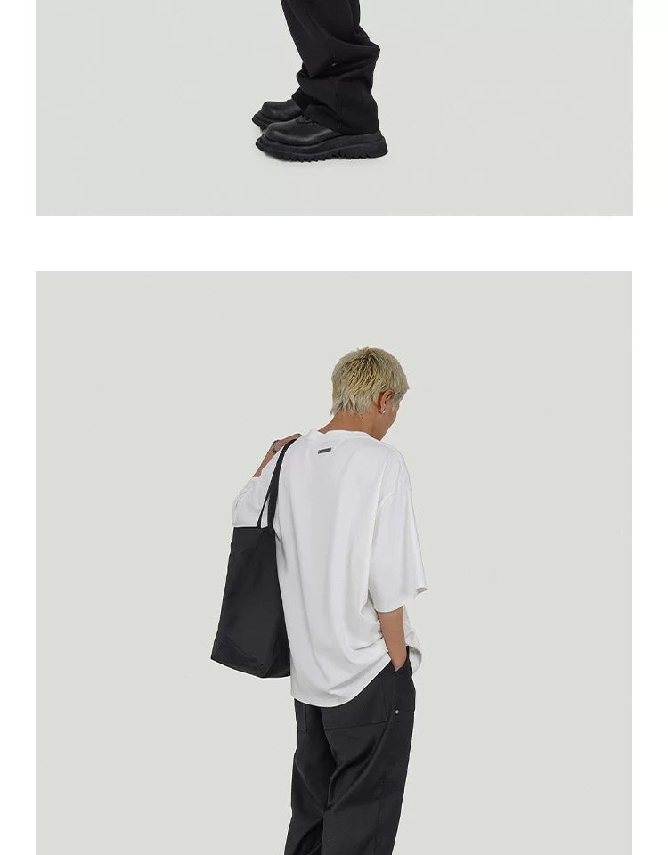 Embroidered Metal Logo Nylon Tote Bag