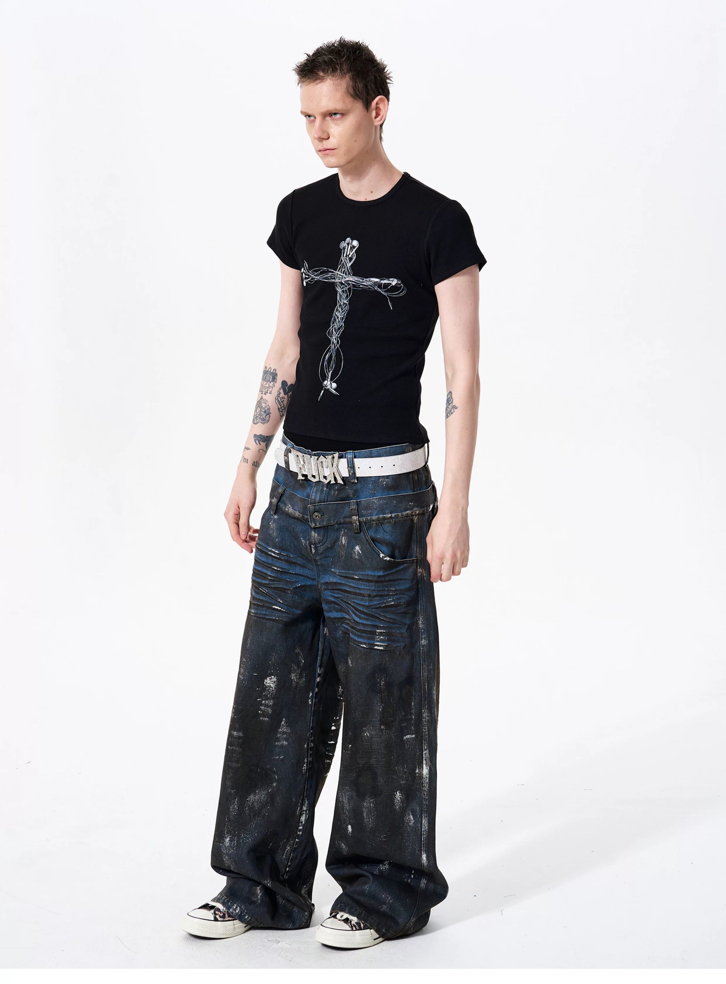 Men's Slim Fit Headphone Cross Tee