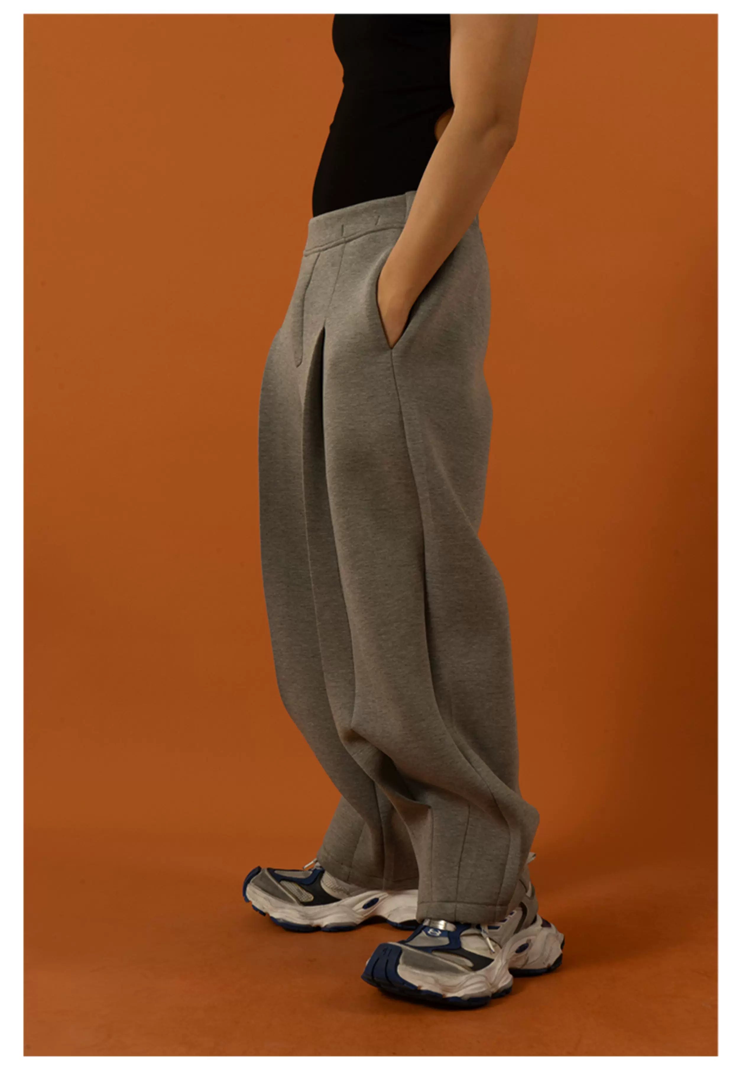 Men's Black Gray Loose Straight Sweatpants