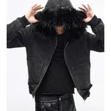 Men's Vintage Detachable Fur Hooded Jacket