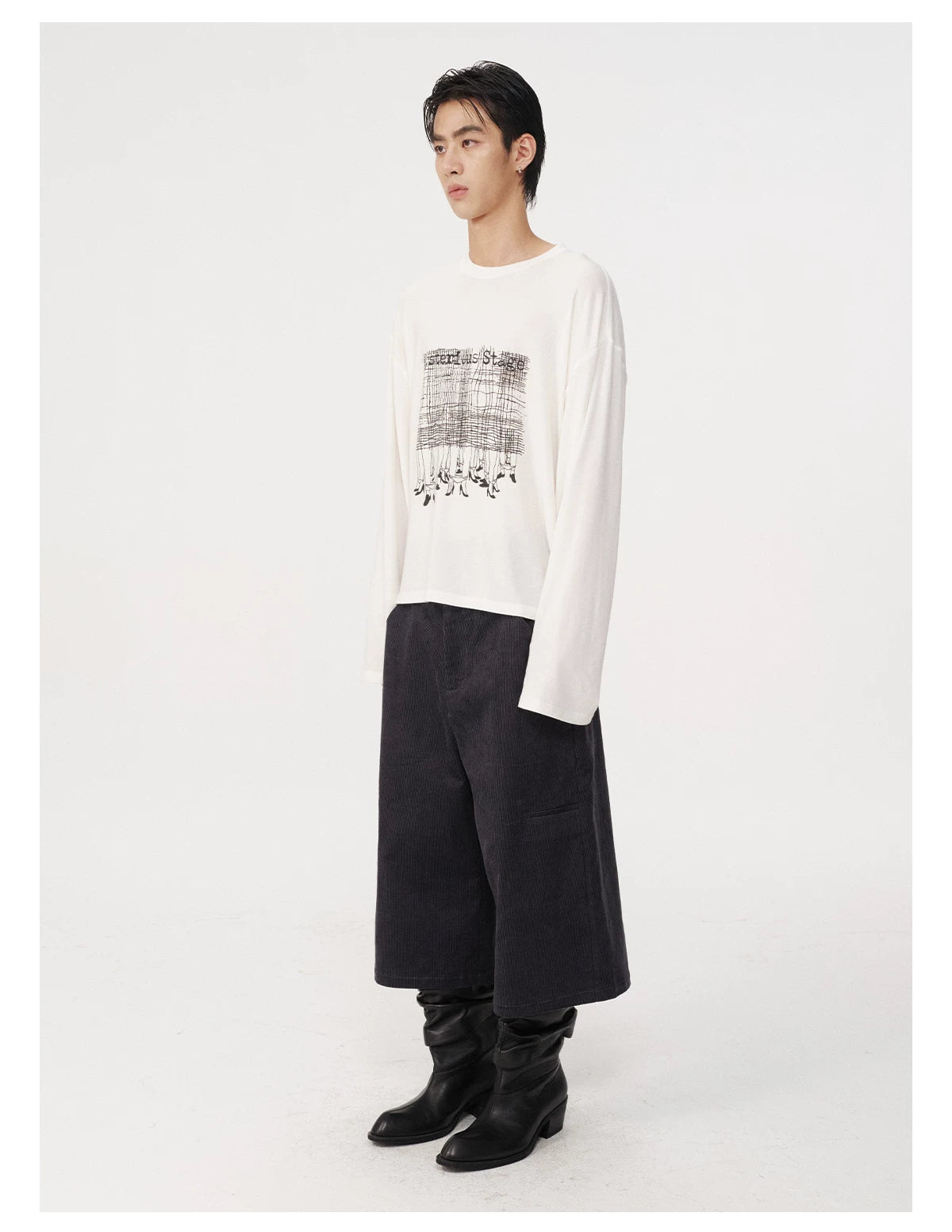 Side Pocket Striped Corduroy Capri Pants