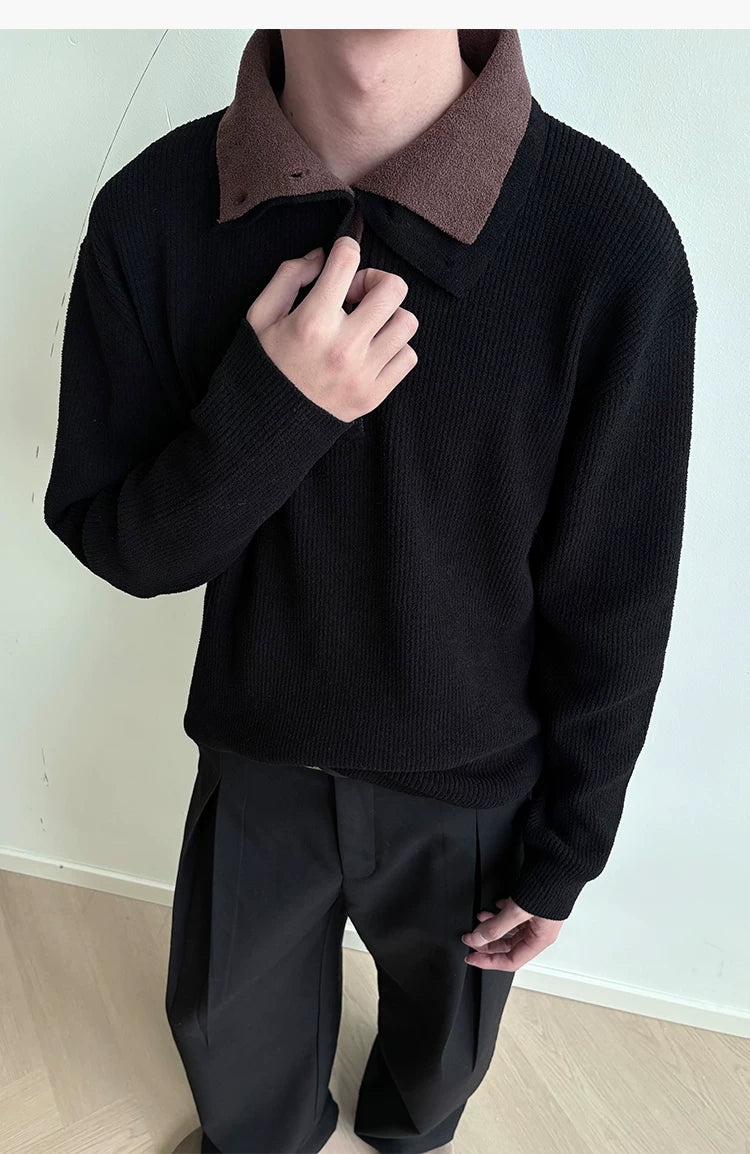 Reversible Two-in-One Stand Collar Sweater Coat