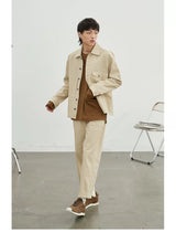 Vintage Herringbone Elastic Waist Cargo Pants