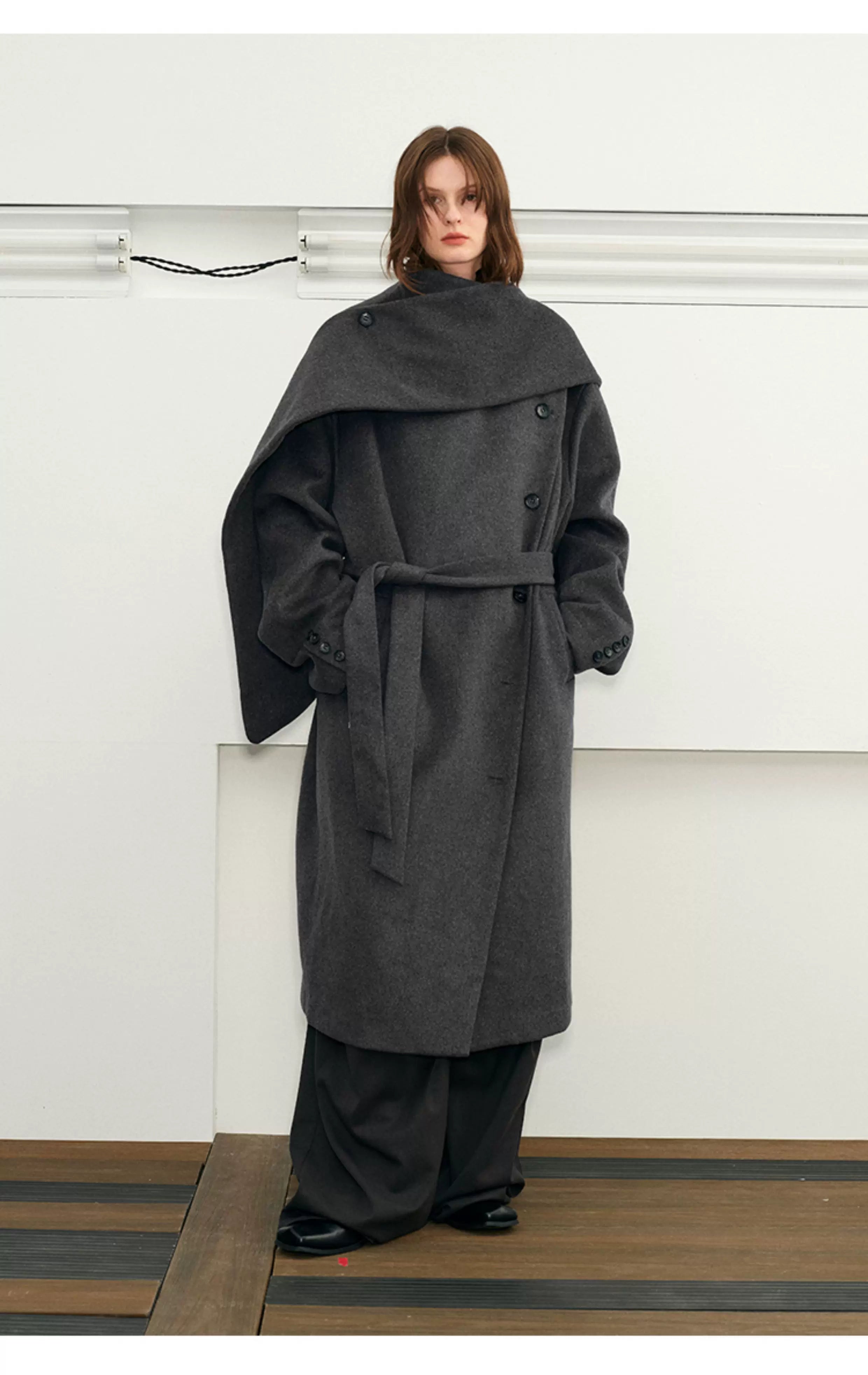 Men's Long Wool Shawl Coat