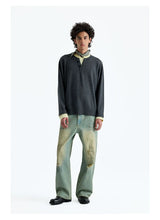Wool Blend Layered Contrast Knit Sweater