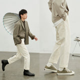 Vintage Herringbone Elastic Waist Cargo Pants