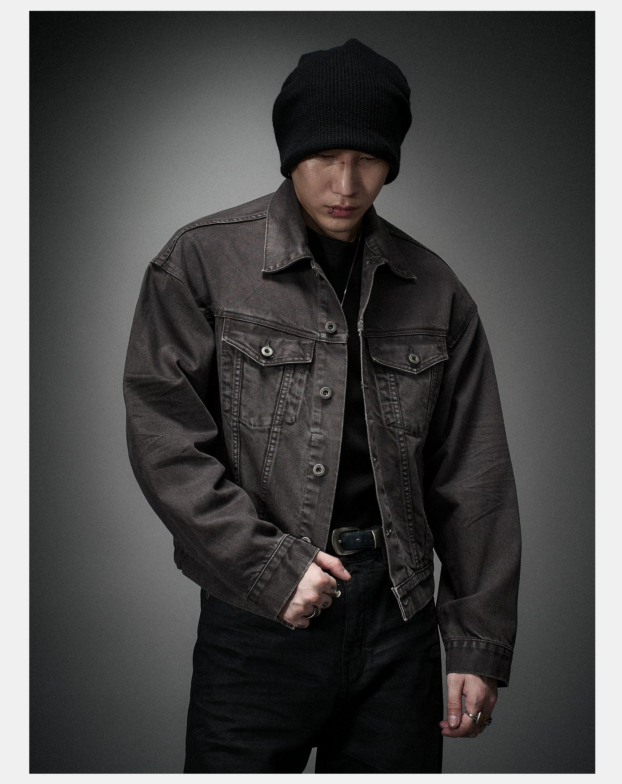 Washed Grey Boxy Denim Jacket