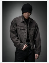 Washed Grey Boxy Denim Jacket