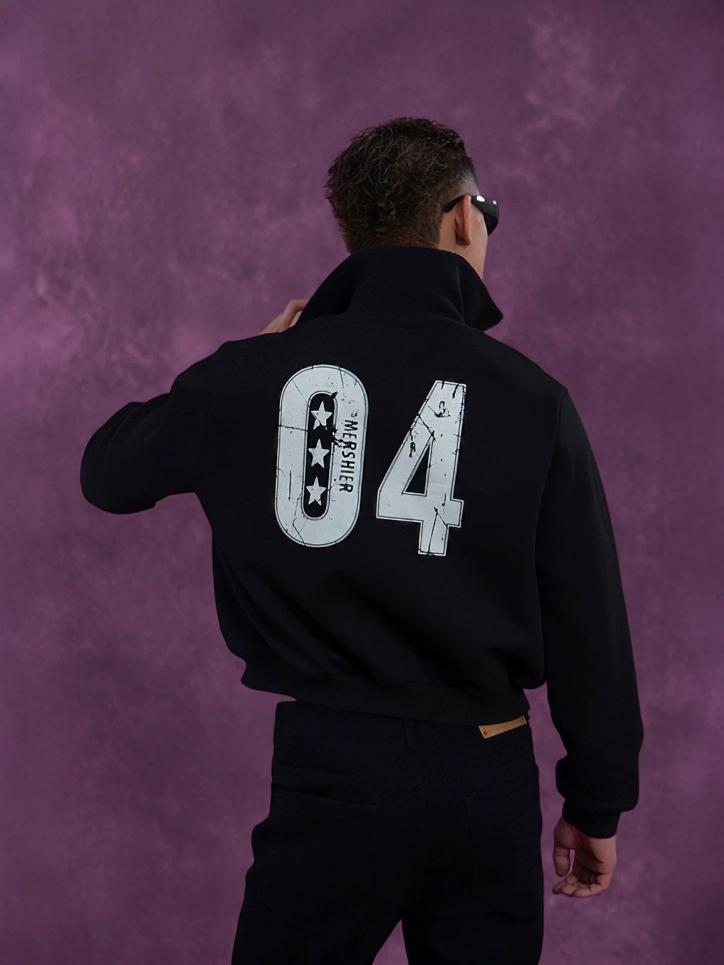 Gray Black Digital Print Zip Jacket