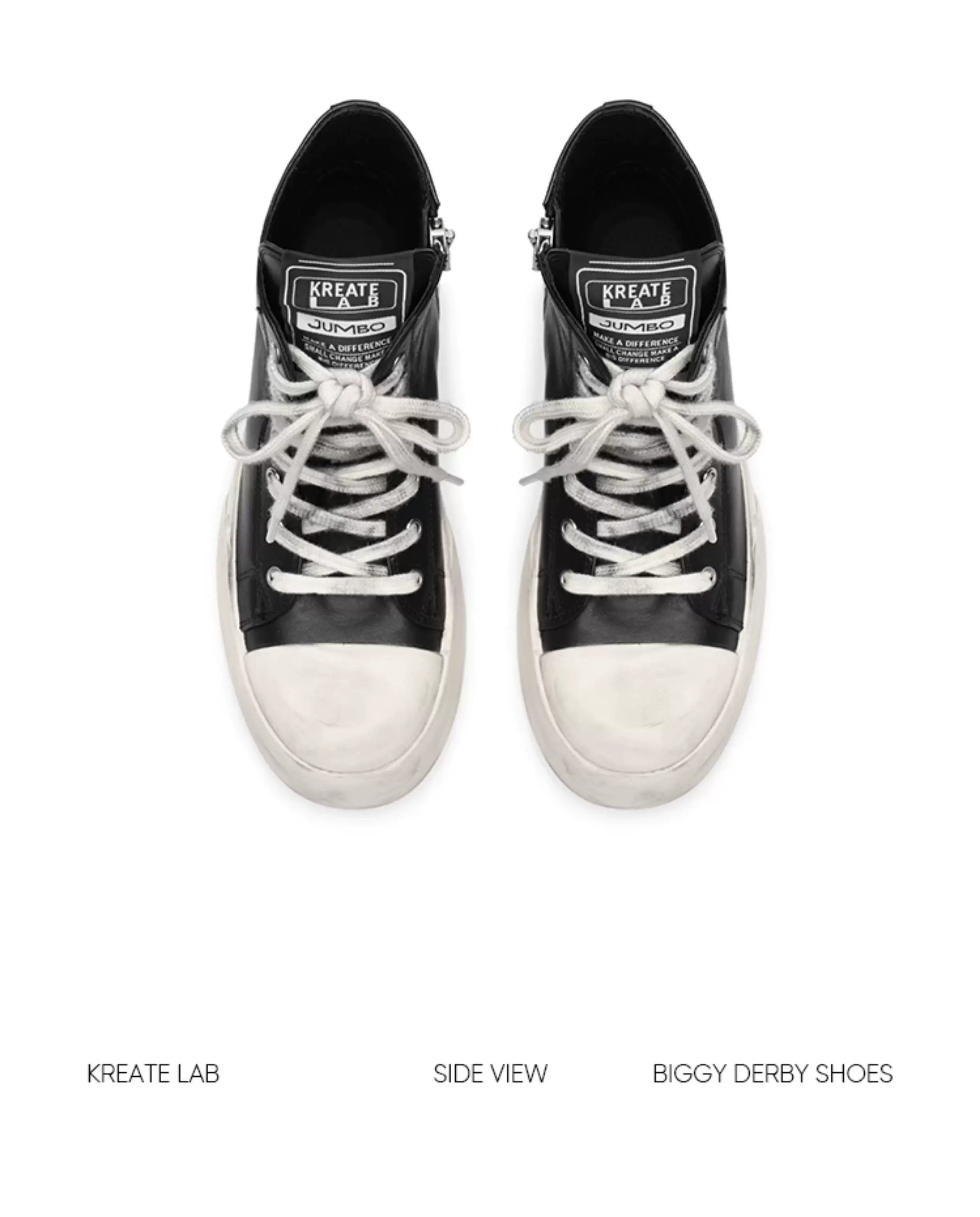 JumboHigh Oreo Distressed High-Top Leather Sneakers