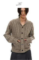Shawl Collar Ribbed Cardigan