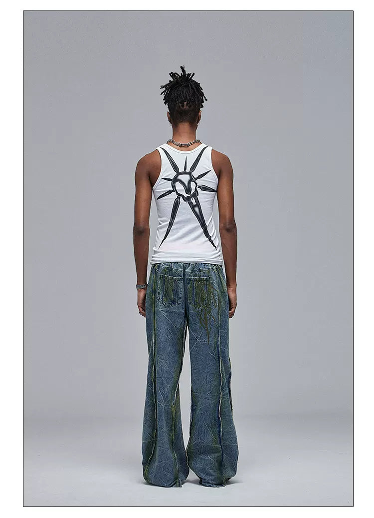Skeleton Print Ribbed Tank Top