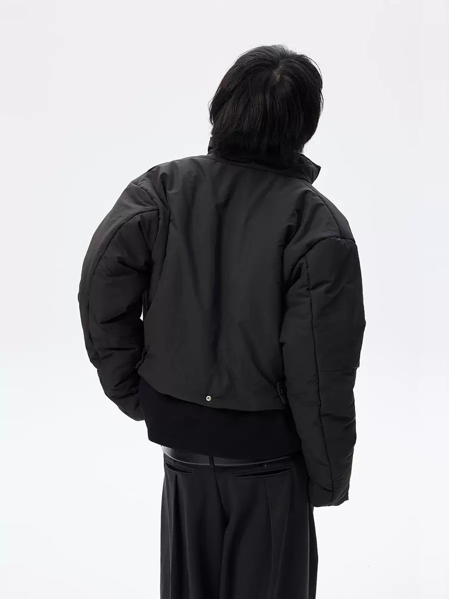 Oversized Curved Sleeves Ribbed Down Jacket
