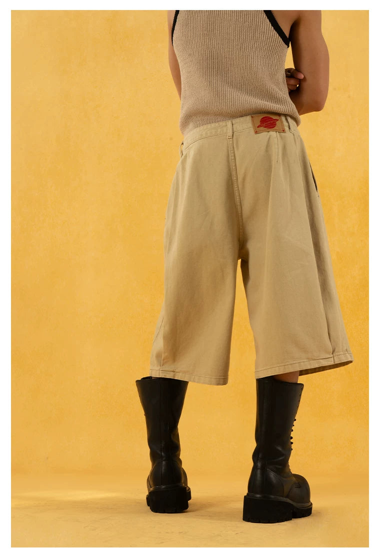 Men's Red Khaki Loose Vintage Shorts