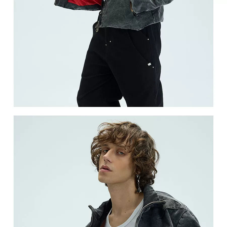 Cropped Loose Red Lined Puffer Coat