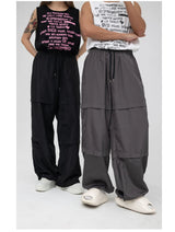 Unisex Patchwork Athletic Drawstring Waist Pants
