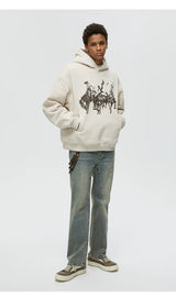 Vintage Print Men's Thick Hoodies