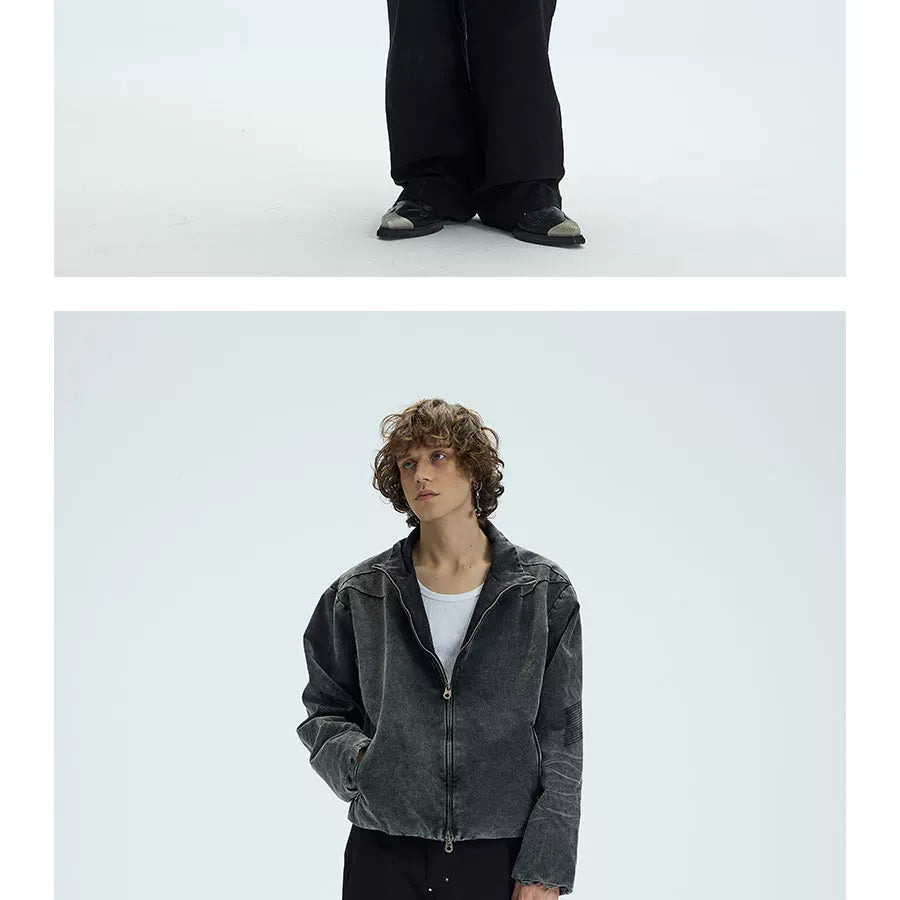 Cropped Loose Red Lined Puffer Coat
