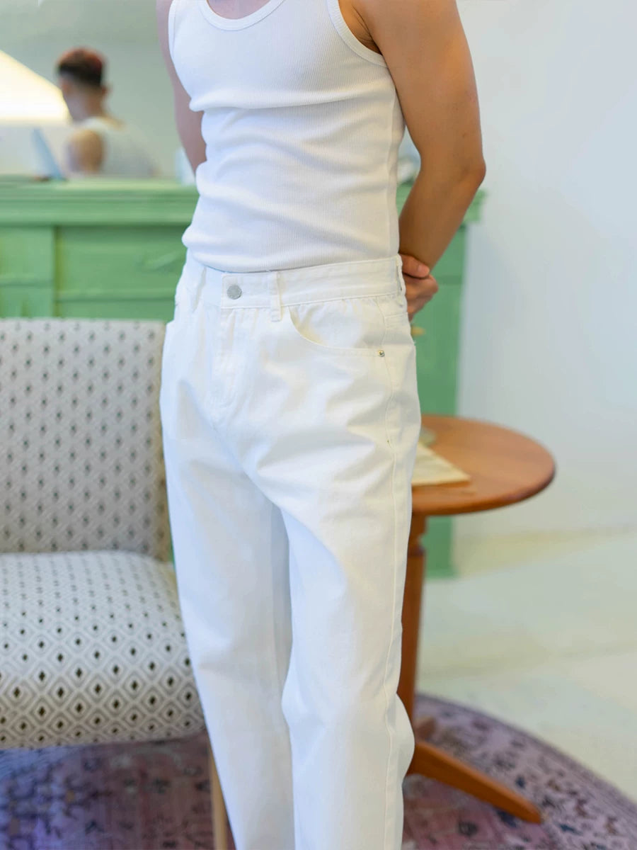 Men's Vintage White Wide Leg Jeans