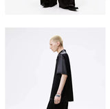 Cuban Collar Short Sleeve Satin Shirt