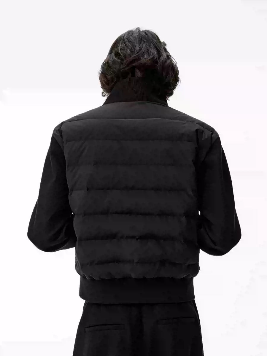 Lightweight Ribbed Stand Collar Down Jacket