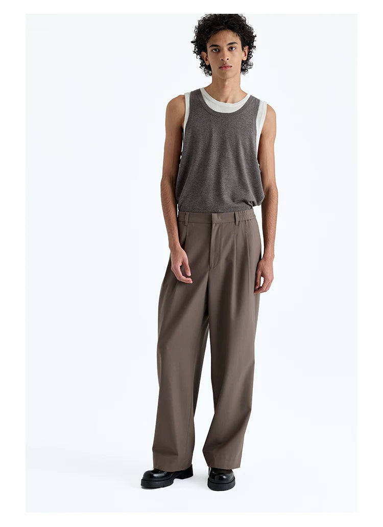 Merino Wool Pleated Elastic Waist Pants