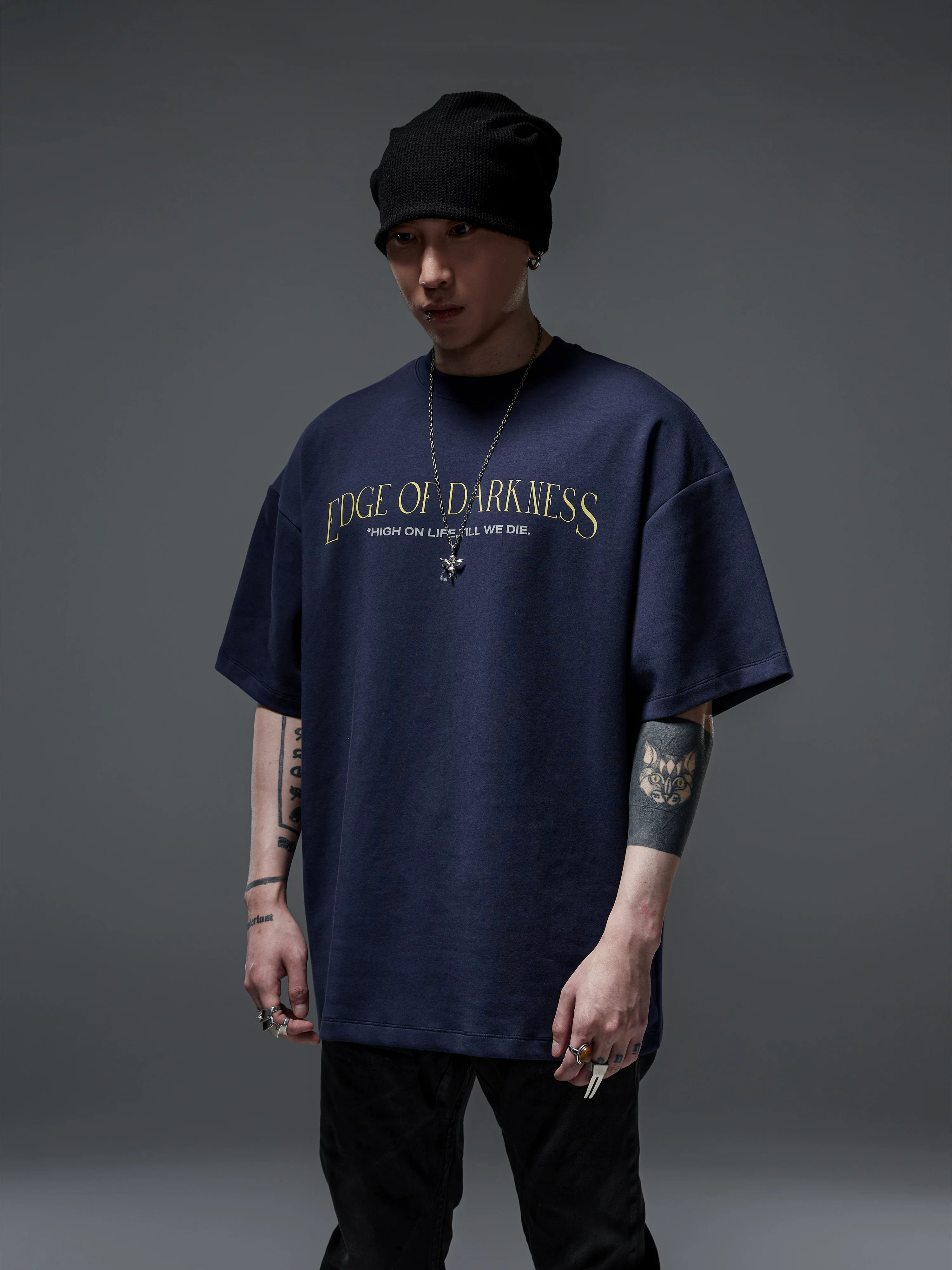 Men's Solid Loose Heavy Cotton Tees