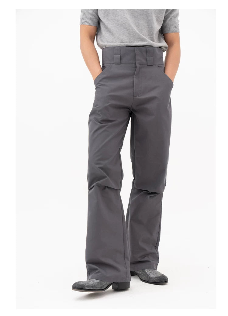 Men's Double Buckle Pleated Casual Pants