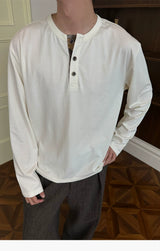 Long Sleeve Color Block Linen Henley