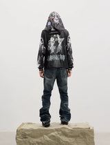 Curved Leg Stretchy Washed Distressed Jeans