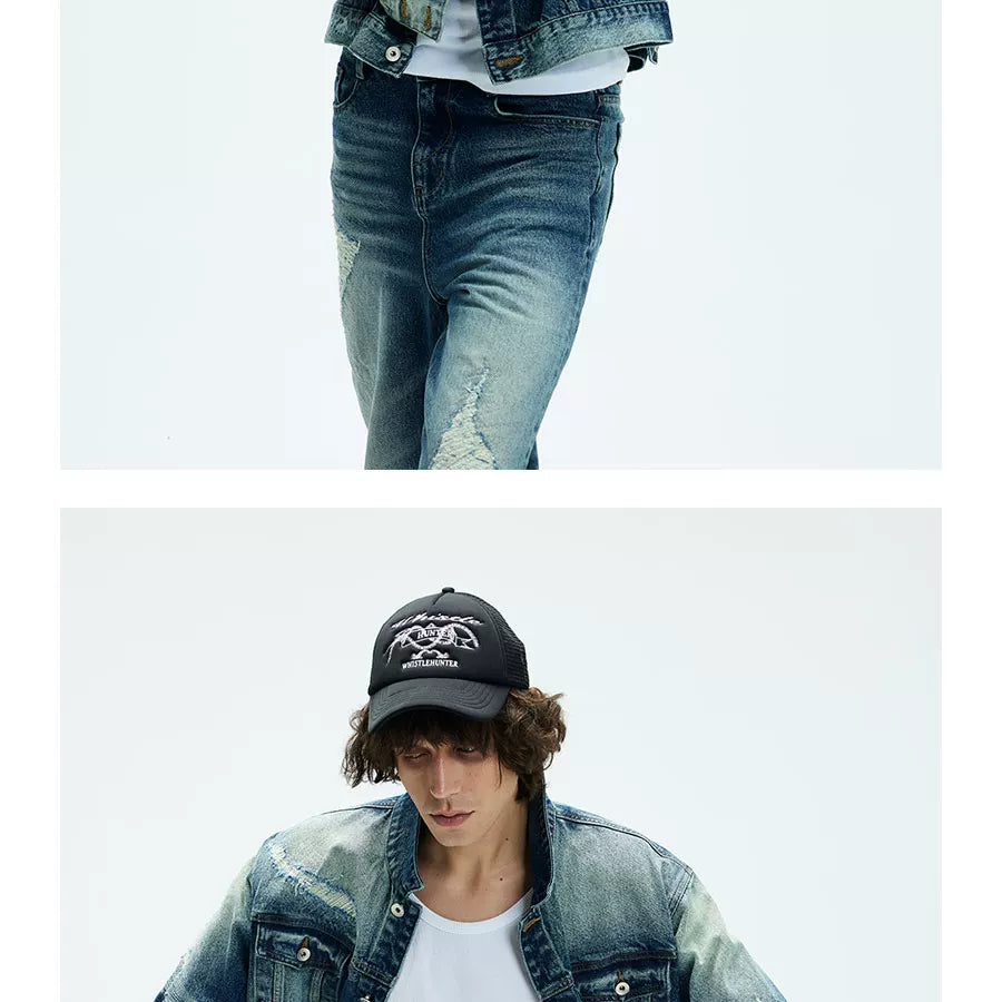 Two Tone Cropped Wide Denim Jacket